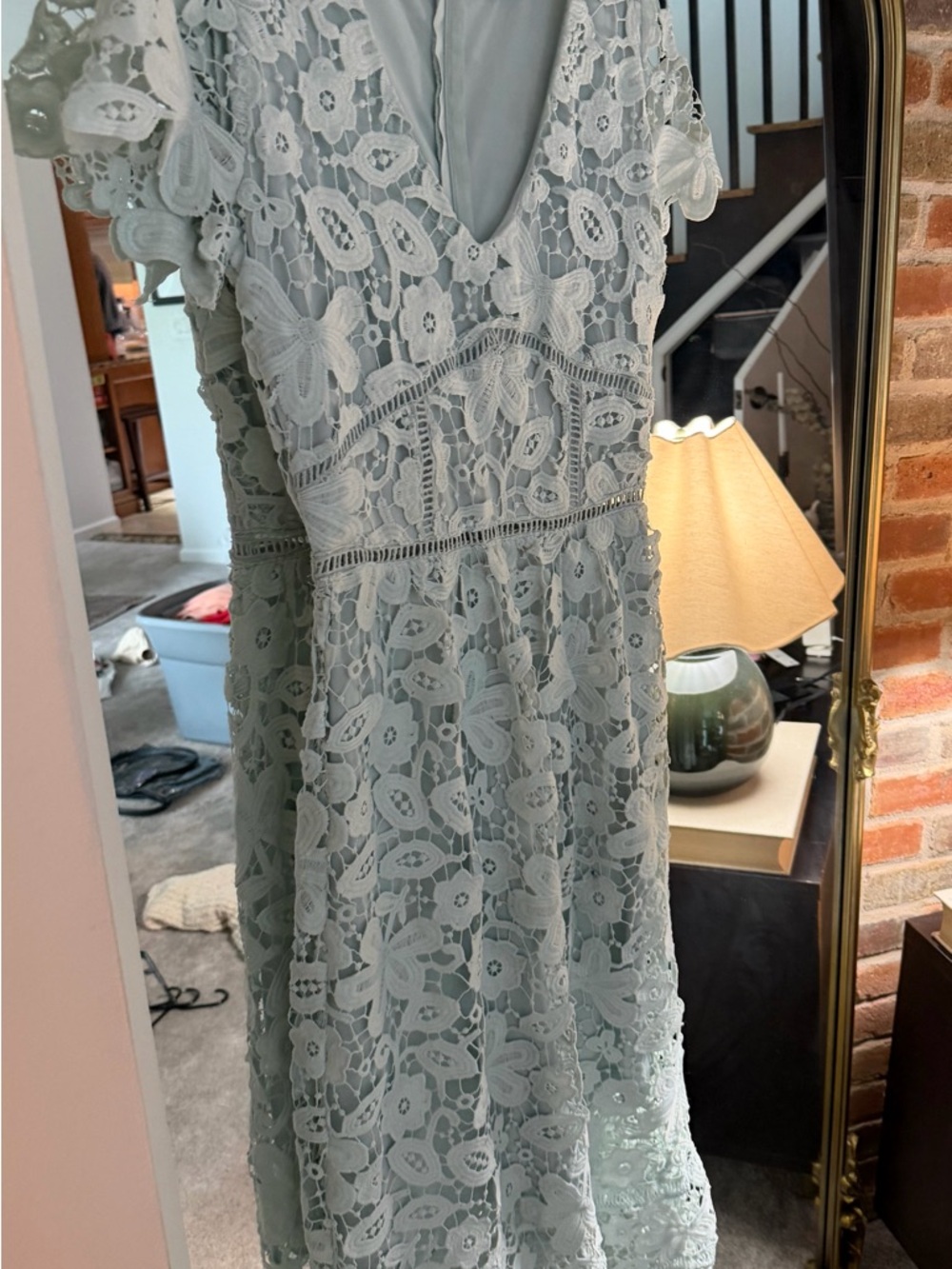 Reserved Pale blue Lace Midi Dress